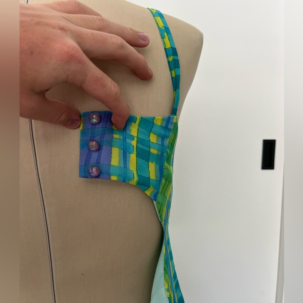 Cynthia Rowley Green and Blue Plaid Mini Dress - Picture 5 of 8